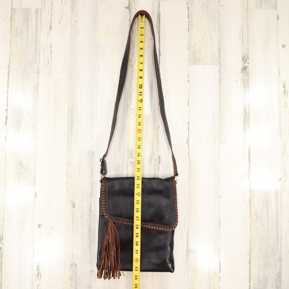 ili New York Crossbody Bag Black Genuine Leather Flap Zip Organizer - Picture 11 of 14